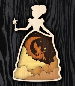 Layered princess fairy E0021554 file cdr and dxf free vector download for laser cut