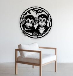 Monkeys wall decor E0021567 file cdr and dxf free vector download for laser cut plasma