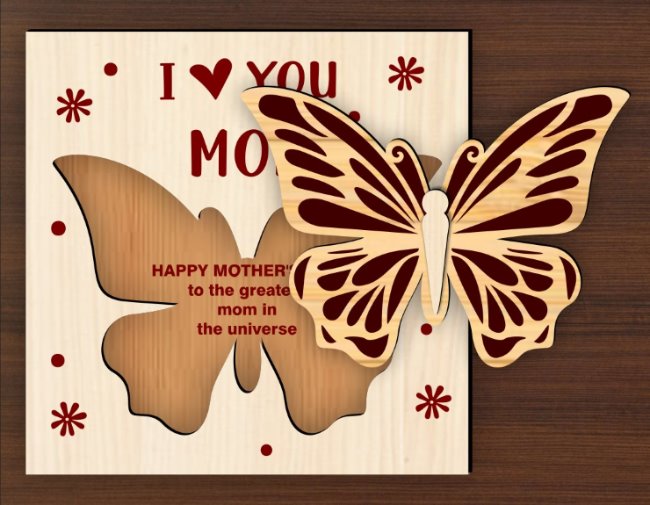 Mother's day card E0021366 file cdr and dxf free vector download for laser cut