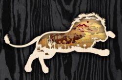 Multilayer Lion E0021539 file cdr and dxf free vector download for laser cut