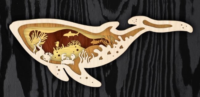 Multilayer Whale E0021533 file cdr and dxf free vector download for laser cut