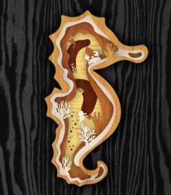Multilayer seahorse E0021535 file cdr and dxf free vector download for laser cut