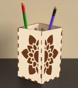 Pencil holder E0021729 file cdr and dxf free vector download for laser cut