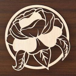 Rose with circle E0021399 file cdr and dxf free vector download for laser cut