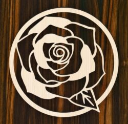 Rose with circle E0021400 file cdr and dxf free vector download for laser cut