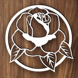 Rose with circle E0021401 file cdr and dxf free vector download for laser cut