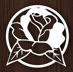Rose with circle E0021402 file cdr and dxf free vector download for laser cut