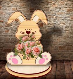 Rabbit flower holder E0021440 file cdr and dxf pdf free vector download for Laser cut