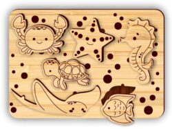Sea animals puzzle E0021655 file cdr and dxf free vector download for laser cut