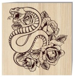 Snake and flower E0021350 file cdr and dxf free vector download for laser engraving machine