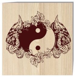 Yin yang and tiger E0021351 file cdr and dxf free vector download for laser engraving machine