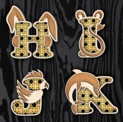 Animal alphabet E0021793 file cdr and dxf free vector download for laser cut