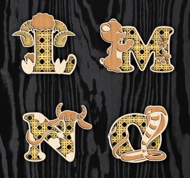 Animal alphabet E0021794 file cdr and dxf free vector download for laser cut