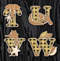 Animal alphabet E0021796 file cdr and dxf free vector download for laser cut