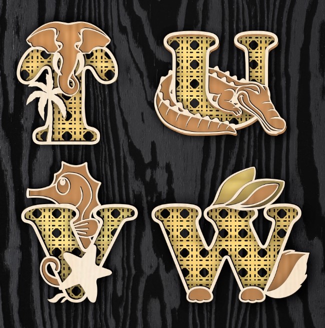 Animal alphabet E0021796 file cdr and dxf free vector download for laser cut 5 Animal alphabet E0021796 file cdr and dxf free vector download for laser cut