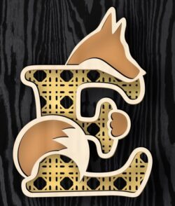 Animal letter E E0021790 file cdr and dxf free vector download for laser cut