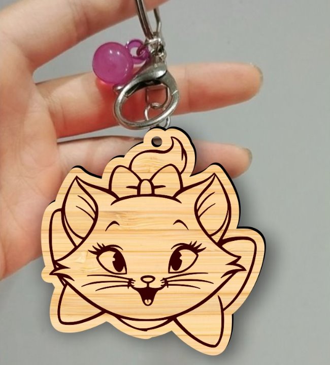 Cat keychain E0021842 file cdr and dxf free vector download for laser cut