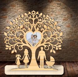 Family tree photo frame E0021894 file cdr and dxf free vector download for Laser cut
