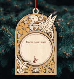 Hummingbird memorial ornament E0022024 file cdr and dxf free vector download for Laser cut