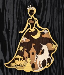 Layered Cinderella E0021970 file cdr and dxf free vector download for Laser cut