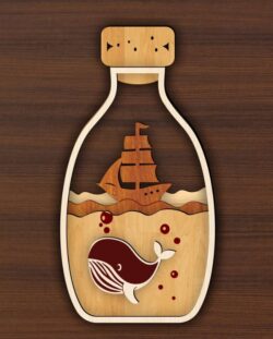 Layered bottle E0021736 file cdr and dxf free vector download for laser cut