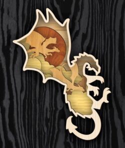 Layered dragon E0021942 file cdr and dxf free vector download for Laser cut