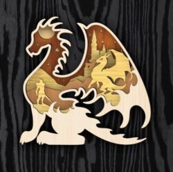 Layered dragon E0021943 file cdr and dxf free vector download for Laser cut