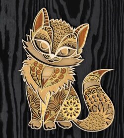 Multilayer cat E0021938 file cdr and dxf free vector download for Laser cut