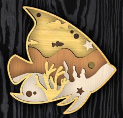 Multilayer fish E0021850 file cdr and dxf free vector download for laser cut