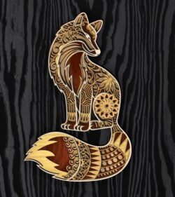 Multilayer fox E0021939 file cdr and dxf free vector download for Laser cut