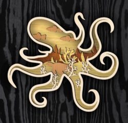 Multilayer octopus E0021849 file cdr and dxf free vector download for laser cut0