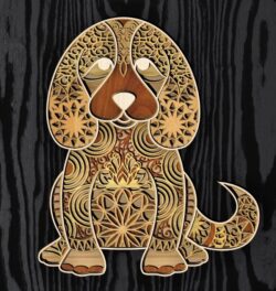 Multilayer puppy E0021941 file cdr and dxf free vector download for Laser cut