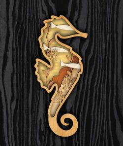 Multilayer seahorse E0021848 file cdr and dxf free vector download for laser cut
