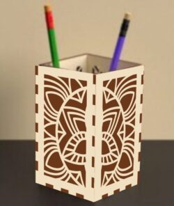 Pencil holder E0021730 file cdr and dxf free vector download for laser cut
