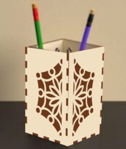 Pencil holder E0021731 file cdr and dxf free vector download for laser cut