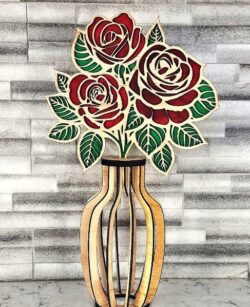 Rose vase E0021797 file cdr and dxf free vector download for laser cut