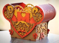Valentine box E0021975 file cdr and dxf free vector download for Laser cut