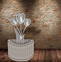 Vase Tulip E0021925 file cdr and dxf free vector download for Laser cut