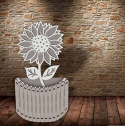Vase sunflowers E0021924 file cdr and dxf free vector download for Laser cut