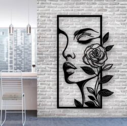 Woman with rose E0021991 file cdr and dxf free vector download for Laser cut plasma
