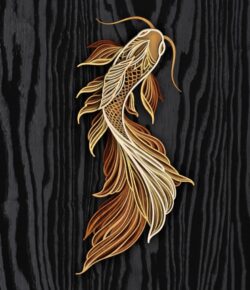 Multilayer Koi fish E0022047 file cdr and dxf free vector download for Laser cut