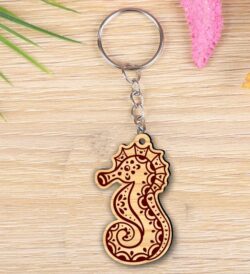 Sea horse keychain E0022039 file cdr and dxf free vector download for Laser cut