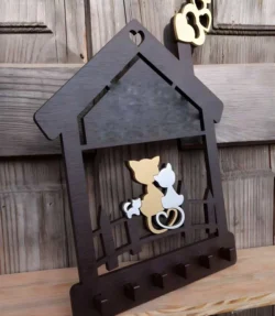Cat keys holder S0000905 file cdr and dxf pdf free vector download for Laser cut