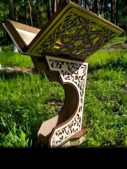 Decorative holy quran box with rehal S0000969 file cdr and dxf pdf free vector download for Laser cut