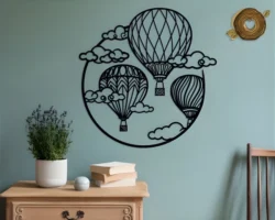 Hot Air Balloons with Clouds Metal Wall Art S0000526 file cdr and dxf pdf free vector download for Laser cut