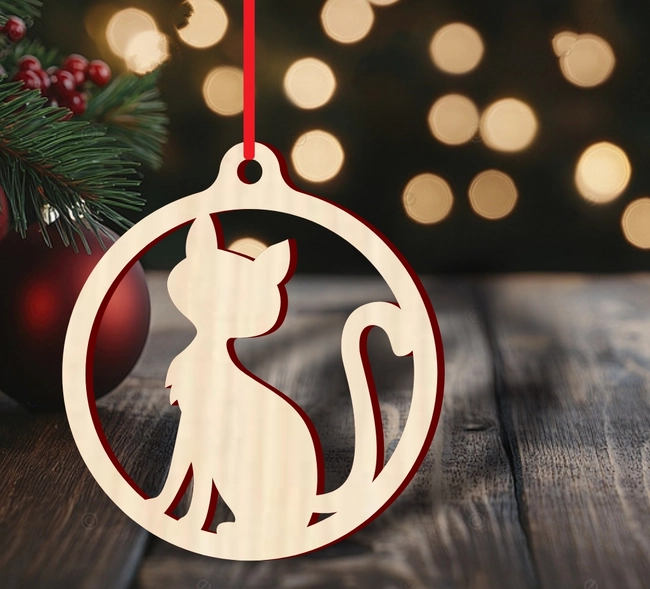 Kitty bauble christmas ornament S0001037 file cdr and dxf pdf free vector download for Laser cutLaser cut 5 Kitty bauble christmas ornament S0001037 file cdr and dxf pdf free vector download for Laser cutLaser cut