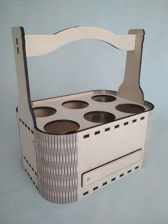 Living hinge box for 6 bottles of beer S0000568 file cdr and dxf pdf free vector download for Laser cut