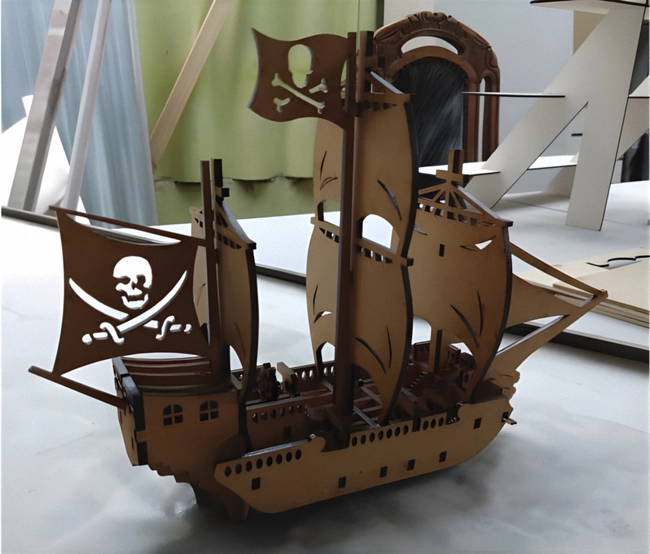 Pirate Sailing Ship 3D Wooden Model Kit S0000651 file cdr and dxf pdf free vector download for Laser cut