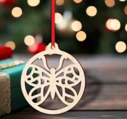 Round carved butterfly ornament S0001111 file cdr and dxf pdf free vector download for Laser cut