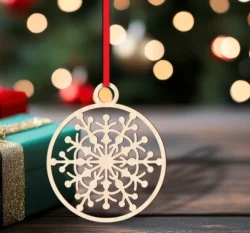 Round classic bauble snowflake ornament S0001114 file cdr and dxf pdf free vector download for Laser cut